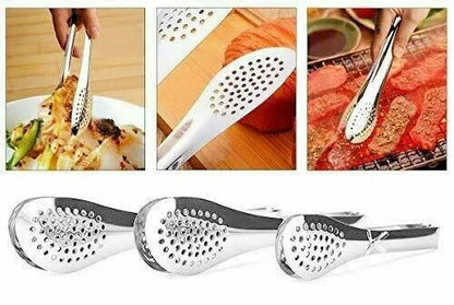 Stainless steel kitchen barbecue tongs